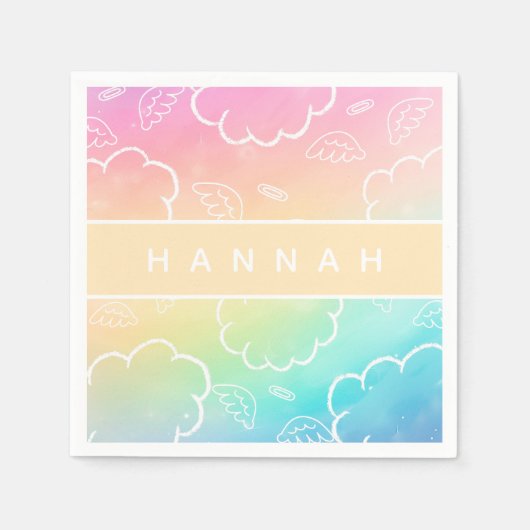  Heavenly Personalized Name Halo Cloud Rainbow   Serviette (Vorderseite)
