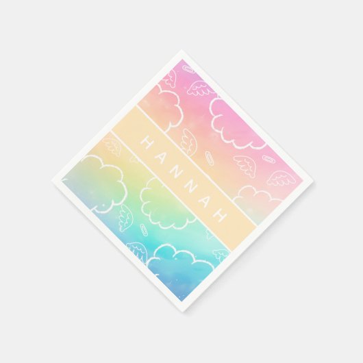  Heavenly Personalized Name Halo Cloud Rainbow   Serviette (Ecke)