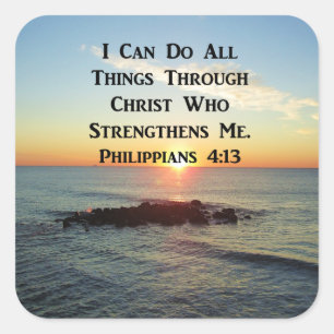 HEAVENLY PHILIPPIANS 4:13 SCRIPTURE DESIGN QUADRATISCHER AUFKLEBER