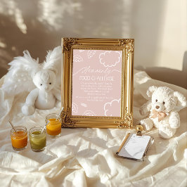 Heavenly Pink Baby Food Challenge Game Sign Einladung