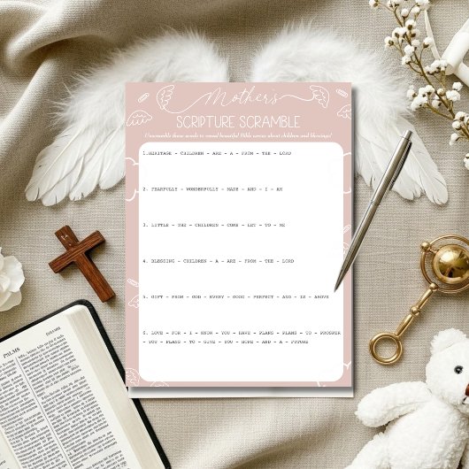 Heavenly Pink Mother's Scripture Scramble Game Einladung