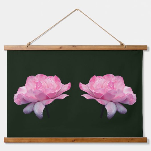 Heavenly Pink Rose Flower Twins Wandteppich Mit Holzrahmen (Vorne)