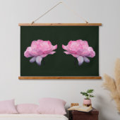 Heavenly Pink Rose Flower Twins Wandteppich Mit Holzrahmen (Schlafzimmer)