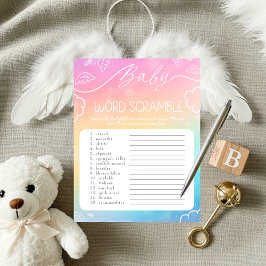 Heavenly Rainbow Baby Word Scramble Game Einladung