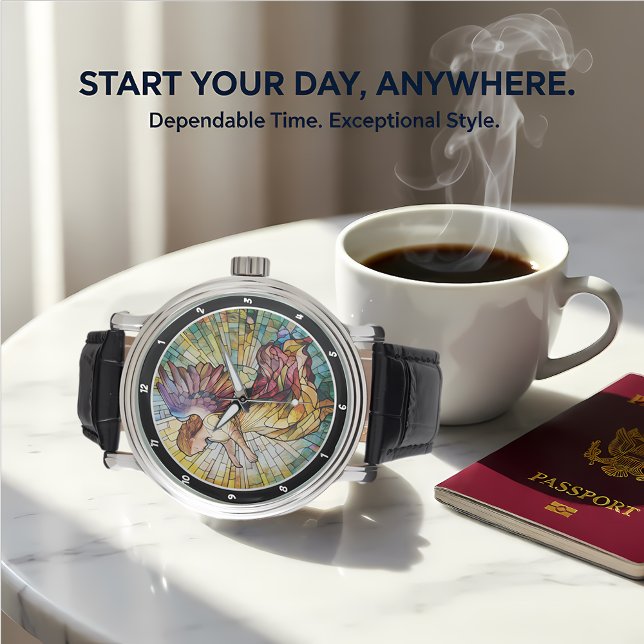 Heavenly Rose Serenade Stained Glass Angel Armbanduhr (Von Creator hochgeladen)