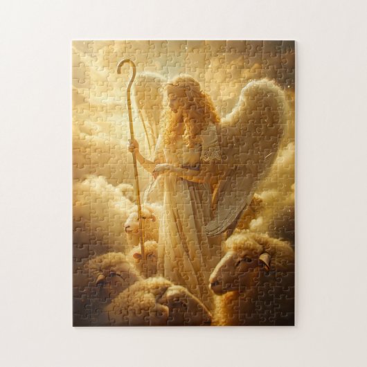 Heavenly Serenity Female Angel with Sheep and Shep Puzzle (Vertikal)