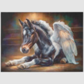 Heavenly Winged Black Foal Angel Decoupage Seidenpapier (Vorderseite)