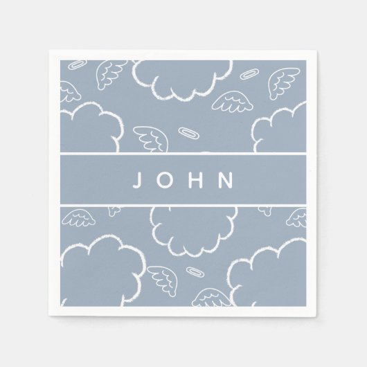  HeavenlyPersonalized Name Angel Halo Cloud Blue   Serviette (Vorderseite)