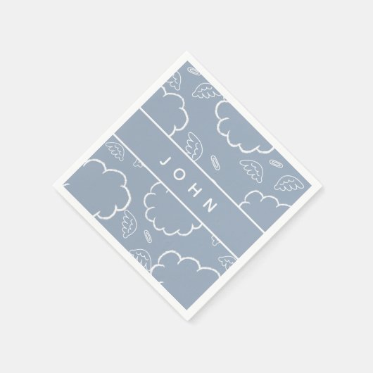 HeavenlyPersonalized Name Angel Halo Cloud Blue Serviette (Ecke)