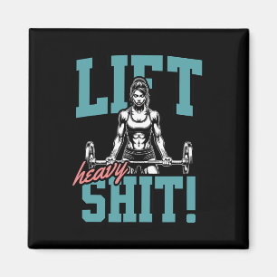 Heavy 2 Funny Gym Workout T-Shirt Powerlift Hu Magnet