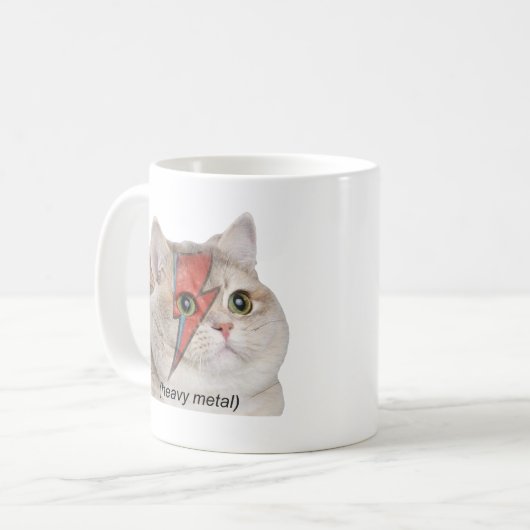 Heavy Breathing Cat Meme Heavy Metal Rocker Kaffeetasse (Vorderseite Links)