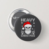 Heavy Christmas Skull Fans Rock Music Winter Holid Button (Vorne & Hinten)