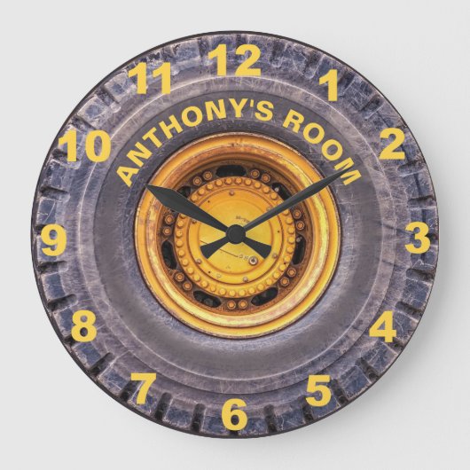 Heavy Construction Equipment Tire Personalized Große Wanduhr (Vorderseite)