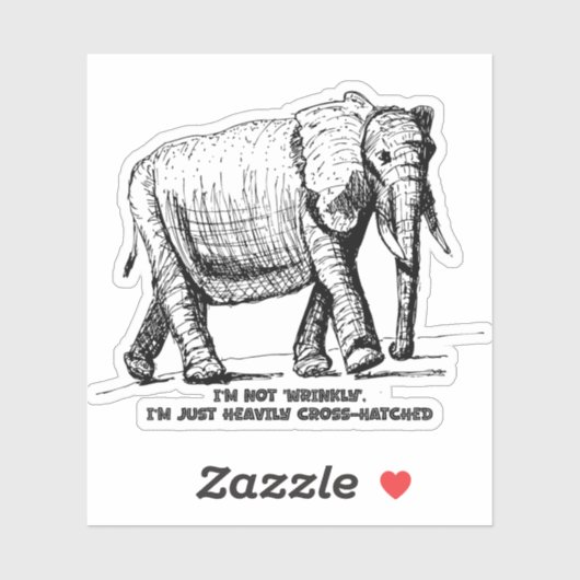 Heavy Cross-Hatched Elephant Aufkleber (Blatt)