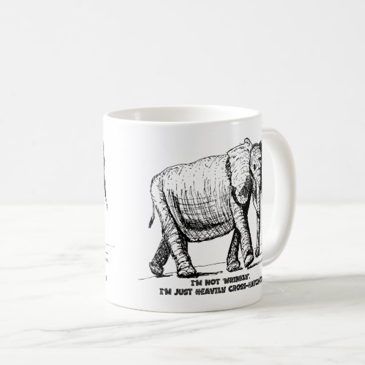Heavy Cross-Hatched Elephant Kaffeetasse (VorderseiteRechts)