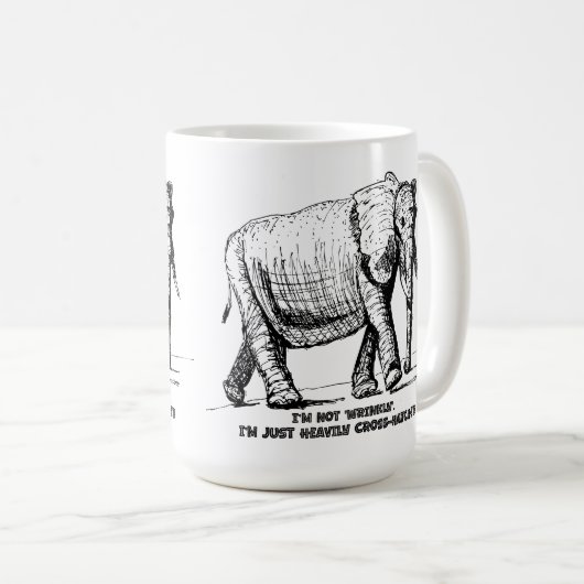 Heavy Cross-Hatched Elephant Kaffeetasse (VorderseiteRechts)