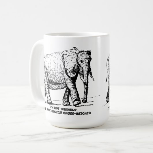 Heavy Cross-Hatched Elephant Kaffeetasse (Vorderseite Links)