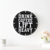 Heavy, Drink Coffee - Funny Gym Motivierend Große Wanduhr (Zuhause)