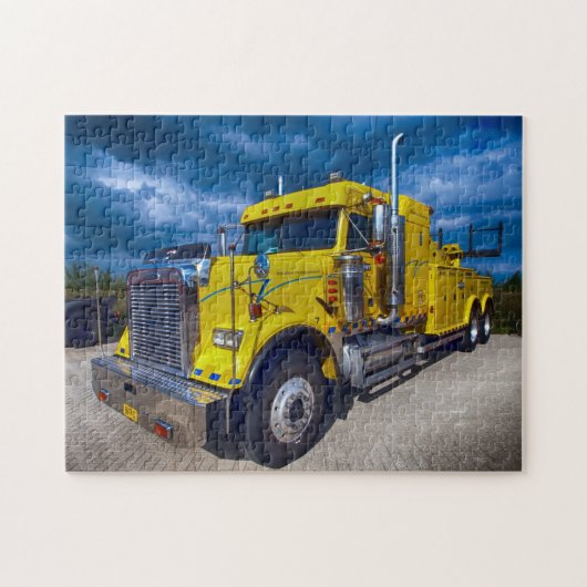 Heavy Duty Big Rig Yellow Semi Truck Puzzle (Horizontal)