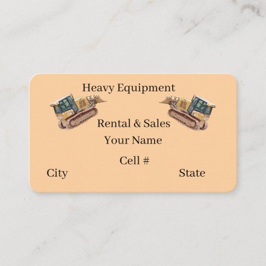 Heavy Equipment  Business Card Visitenkarte (Vorderseite)
