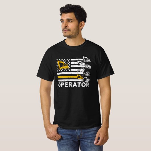 Heavy Equipment Operator Us Flag T-Shirt (Vorne ganz)