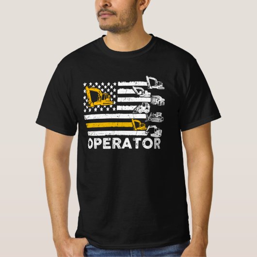 Heavy Equipment Operator Us Flag T-Shirt (Vorderseite)