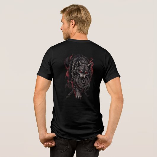 🐺 Heavy & Haunted Blood Moon Wolf Shield Shirt (Rückseite voll)