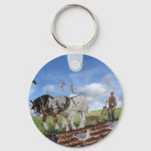 Heavy Horses Ploughing In March  Schlüsselanhänger (Rückseite)