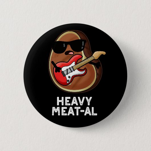 Heavy Meat al Funny Meat Steak Pun Dark BG Button (Vorderseite)