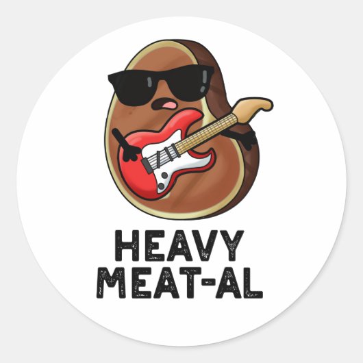 Heavy Meat al Funny Meat Steak Pun Runder Aufkleber (Vorderseite)
