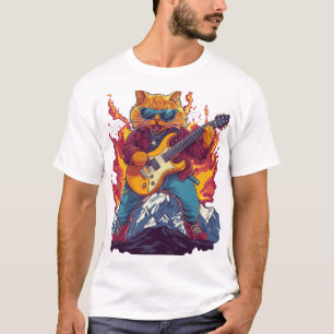 Heavy Meowtal – Rocking Cat Grafik T-Shirt für Mus