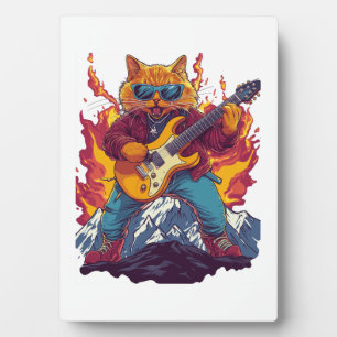 Heavy Meowtal � Rocking Cat Grafik T-Shirt für Mus Fotoplatte