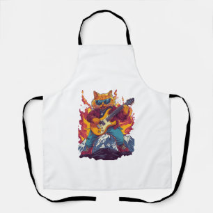 Heavy Meowtal – Rocking Cat Grafik T-Shirt für Mus Schürze