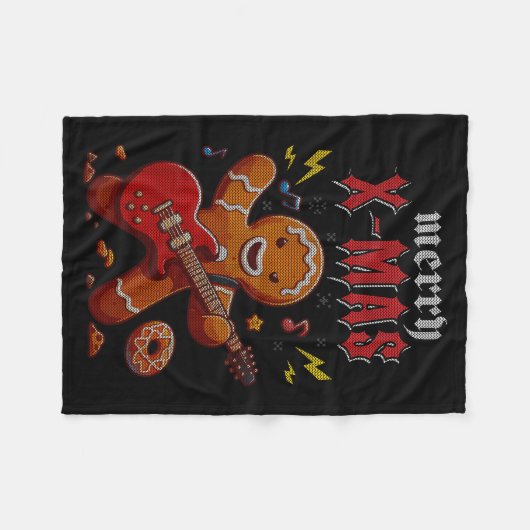 Heavy Metal Christmas Sleigher Hail Santa Claus Ro Fleecedecke (Vorderseite (Horizontal))