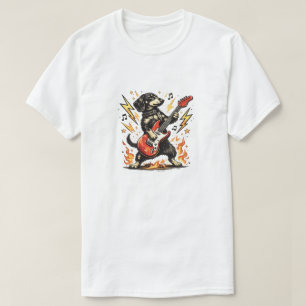 Heavy Metal Dachshund Rocker Rote E-Gitarre T-Shirt