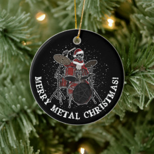 Heavy Metal Drummer Weihnachtsrock & Roll Skull Ce Keramik Ornament