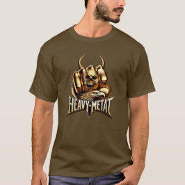 Heavy Metal Gold Edition - Totenkopf Faust Hörner T-Shirt