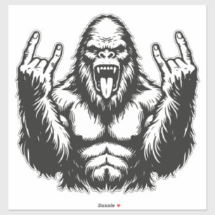 Heavy-Metal-Headbanger-Sasquatch-Rock-On Aufkleber