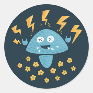 Heavy Metal Mushroom Funny Music Runder Aufkleber