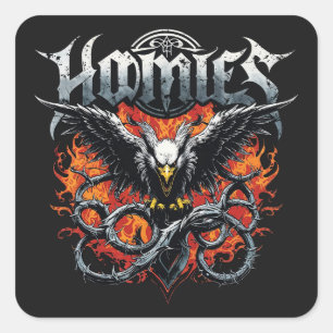 Heavy-Metal-Rock-And-Roll-Band-Hoomies-Grafik-Gig Quadratischer Aufkleber