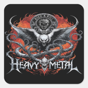 Heavy Metal Rock & Roll Band Musiker Design Cool Quadratischer Aufkleber