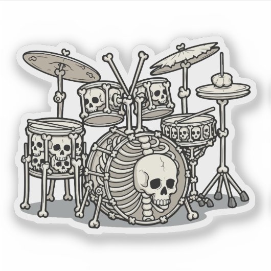 Heavy Metal Skeleton Drum Kit Aufkleber (Vorderseite)