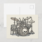 Heavy Metal Skeleton Drum Kit Postkarte (Vorne/Hinten)