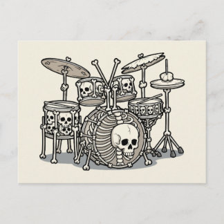 Heavy Metal Skeleton Drum Kit Postkarte