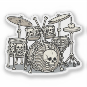 Heavy-Metal-Skelett-Schlagzeug-Set Aufkleber