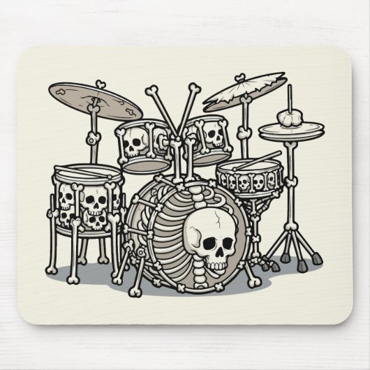 Heavy-Metal-Skelett-Schlagzeug-Set Mousepad (Vorne)