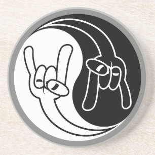 Heavy Metal Teufelshörner Yin Yang Getränkeuntersetzer