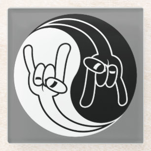 Heavy Metal Teufelshörner Yin Yang Glasuntersetzer