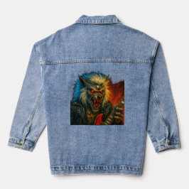 Heavy-Metal-Wolve spielt Gitarre Jeansjacke