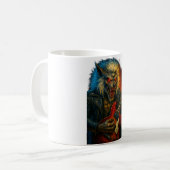 Heavy-Metal-Wolve spielt Gitarre Kaffeetasse (Vorderseite Links)